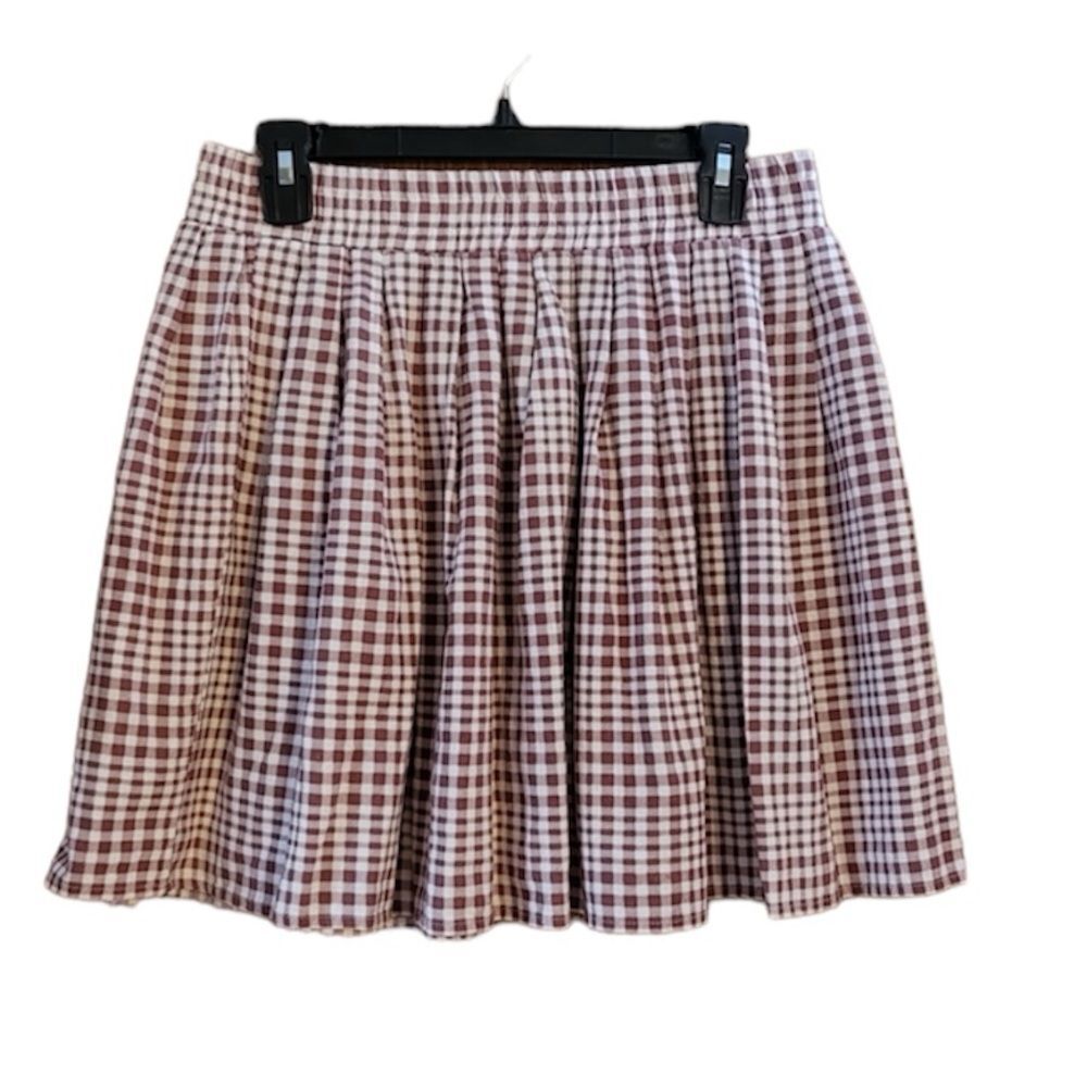 Versona Linen Blend Gingham Skirt Size L